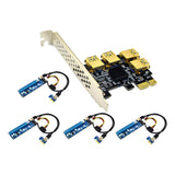 Maxbell Maxbell Pci-E Adapter Card 1x to 4 Ports Durable Accessory Portable for Windows 10 7 Black Blue