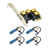 Maxbell Maxbell Pci-E Adapter Card 1x to 4 Ports Durable Accessory Portable for Windows 10 7 Black Blue