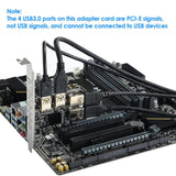 Maxbell Maxbell Pci-E Adapter Card 1x to 4 Ports Durable Accessory Portable for Windows 10 7 Black Blue