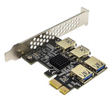 Maxbell Maxbell Pci-E Adapter Card 1x to 4 Ports Durable Accessory Portable for Windows 10 7 Black