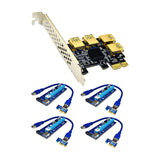 Maxbell Maxbell Pci-E Adapter Card 1x to 4 Ports Durable Accessory Portable for Windows 10 7 Black