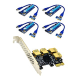 Maxbell Maxbell Pci-E Adapter Card 1x to 4 Ports Durable Accessory Portable for Windows 10 7 Black