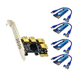 Maxbell Maxbell Pci-E Adapter Card 1x to 4 Ports Durable Accessory Portable for Windows 10 7 Black