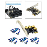 Maxbell Maxbell Pci-E Adapter Card 1x to 4 Ports Durable Accessory Portable for Windows 10 7 Black