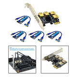 Maxbell Maxbell Pci-E Adapter Card 1x to 4 Ports Durable Accessory Portable for Windows 10 7 Black