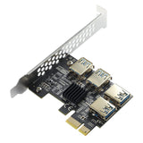 Maxbell Maxbell Pci-E Adapter Card 1x to 4 Ports Durable Accessory Portable for Windows 10 7 Black