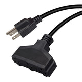 Maxbell 3 Prong 5-15P to 5-15R Power Cable Flexible 3 Outlet PVC Outer for Computers