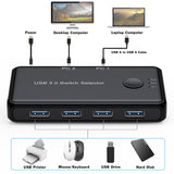 Maxbell USB 3.0 Switcher Selector Two in Four Out, Stable Connection Professional