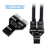 Maxbell USB2.0 Motherboard 9Pin USB Header Female 1 to 2 Male Board Adapter USB Hub