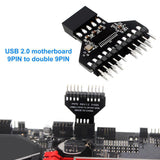 Maxbell USB2.0 Motherboard 9Pin USB Header Female 1 to 2 Male Board Adapter USB Hub