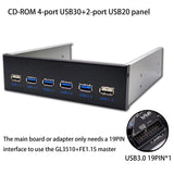 Maxbell 5.25 inch Front Panel USB Hub 4 USB 3.0 Port+2 USB2.0 Port High Speed for PC