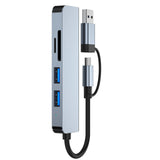 Maxbell 5 in 1 USB3.0 & USB C Hub USB3.0 & USB C to USB Adapter for PC Keyboard