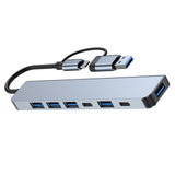 Maxbell 7 in 1 USB C Hub with 4 USB 2.0 Ports Aluminum Alloy for Mouse PC Keyboard