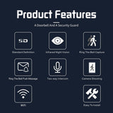 Maxbell Wireless WiFi Video Doorbell Camera WiFi Smart Camera Doorbell for Indoor