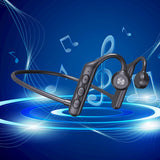 Maxbell Waterproof Air Conduction Headphones 8H playing time for Cycling Gym Working Black