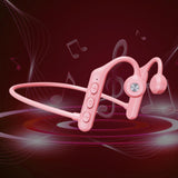 Maxbell Waterproof Air Conduction Headphones 8H playing time for Cycling Gym Working Pink