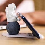 Maxbell Desktop Phone Holder Astronaut Figurine Tablet Holder Stand Spaceman Bracket Silver