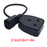 Maxbell IEC320-C14 Male uk Female Power Extension Cable Black 3Pin for Ups Pdu 30cm