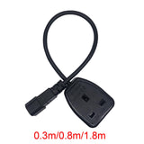 Maxbell IEC320-C14 Male uk Female Power Extension Cable Black 3Pin for Ups Pdu 30cm