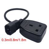 Maxbell IEC320-C14 Male uk Female Power Extension Cable Black 3Pin for Ups Pdu 30cm