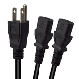 Maxbell Maxbell 5-15P to 2x IEC320 C13 Power Cord 3 Prong for Monitors Laptop Rice Cookers 200cm