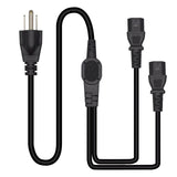 Maxbell Maxbell 5-15P to 2x IEC320 C13 Power Cord 3 Prong for Monitors Laptop Rice Cookers 100cm