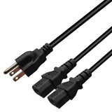 Maxbell Maxbell 5-15P to 2x IEC320 C13 Power Cord 3 Prong for Monitors Laptop Rice Cookers 100cm