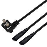 Maxbell Maxbell Y Splitter Power Cord 2 Flat Pins to IEC320 C7 1.8M for Laptop TV Computer
