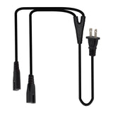 Maxbell Maxbell US Straight 2 Prong Power Extension Cable Replacement 1.8Meter PVC Black