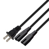 Maxbell Maxbell US Straight 2 Prong Power Extension Cable Replacement 1.8Meter PVC Black