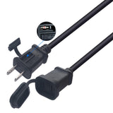 Maxbell Maxbell 1-15P Male to 1-15R Female Power Cable Black Power Adapter Cord 2 Prong 0.5M