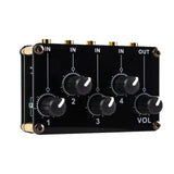 Maxbell Stereo 4 Channel Line Mixer Karaoke Sound Mixer Volume Adjustment for Party