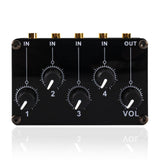 Maxbell Stereo 4 Channel Line Mixer Karaoke Sound Mixer Volume Adjustment for Party