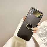 Maxbell Phone Case Protective Case Protection for Z Flip4 5G Folding Phone Accessory Black Plain Pattern