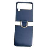 Maxbell Phone Case Protective Case Protection for Z Flip4 5G Folding Phone Accessory Blue Lychee Pattern