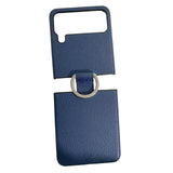 Maxbell Phone Case Protective Case Protection for Z Flip4 5G Folding Phone Accessory Blue Lychee Pattern