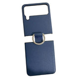 Maxbell Phone Case Protective Case Protection for Z Flip4 5G Folding Phone Accessory Blue Lychee Pattern
