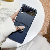 Maxbell Phone Case Protective Case Protection for Z Flip4 5G Folding Phone Accessory Blue Lychee Pattern