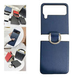 Maxbell Phone Case Protective Case Protection for Z Flip4 5G Folding Phone Accessory Blue Lychee Pattern