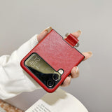 Maxbell Phone Case Protective Case Protection for Z Flip4 5G Folding Phone Accessory Red Plain Pattern