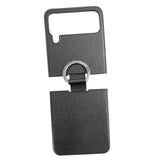 Maxbell Phone Case Protective Case Protection for Z Flip4 5G Folding Phone Accessory Black Lychee Pattern