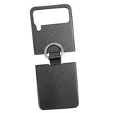 Maxbell Phone Case Protective Case Protection for Z Flip4 5G Folding Phone Accessory Black Lychee Pattern