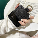 Maxbell Phone Case Protective Case Protection for Z Flip4 5G Folding Phone Accessory Black Lychee Pattern