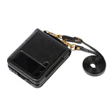 Maxbell Phone Case with Card Holder with Detachable Shoulder Strap for Z Flip4 5G Black