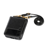 Maxbell Phone Case with Card Holder with Detachable Shoulder Strap for Z Flip4 5G Black