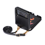 Maxbell Phone Case with Card Holder with Detachable Shoulder Strap for Z Flip4 5G Black