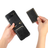 Maxbell Phone Case with Card Holder with Detachable Shoulder Strap for Z Flip4 5G Black
