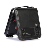 Maxbell Phone Case with Card Holder with Detachable Shoulder Strap for Z Flip4 5G Black