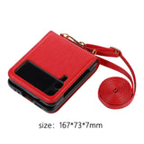 Maxbell Phone Case with Card Holder with Detachable Shoulder Strap for Z Flip4 5G Red