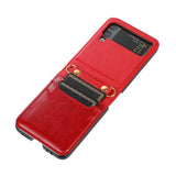 Maxbell Phone Case with Card Holder with Detachable Shoulder Strap for Z Flip4 5G Red